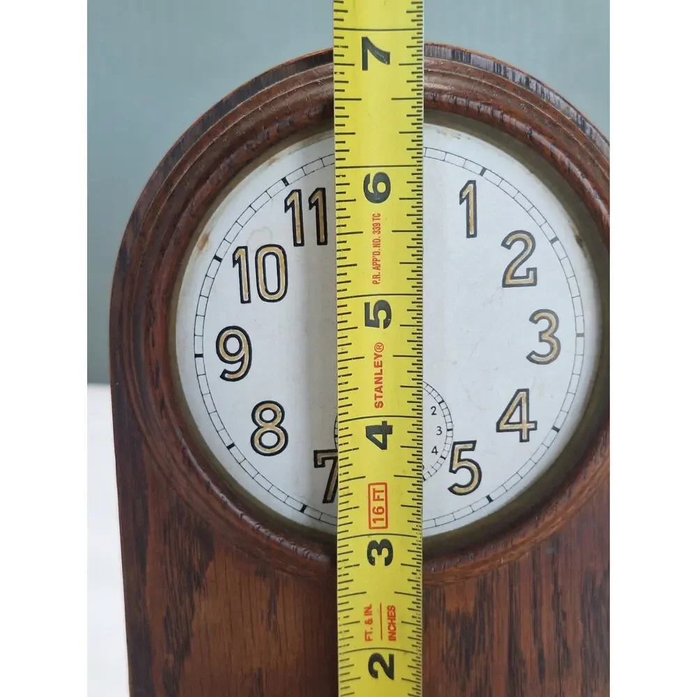 Antique Oak Mechanical Alarm Mantel Clock German Movement Arched Case- WORKING!